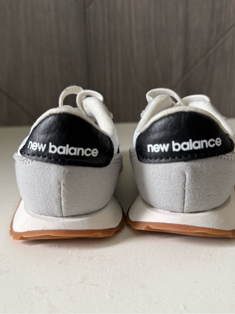 New Balance 237 Toddler White & Gray Sneakers with Black Accent - Picture 4 of 5
